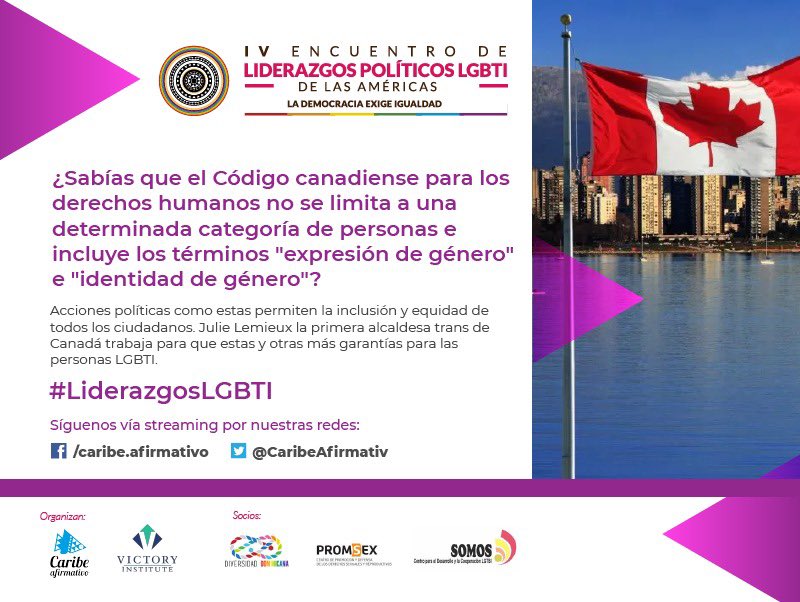 La primera alcaldesa trans de Canadá, Julie Lemieux, elegida en 2015, estará en IV Encuentro de Liderazgos Políticos LGBT para compartir sus  4 años de gobierno y los logros que ha tenido en Très-Saint-Rédempteur; ciudad la cual gobierna. #LiderazgosLGBTI #CaribeAfirmativo10Años