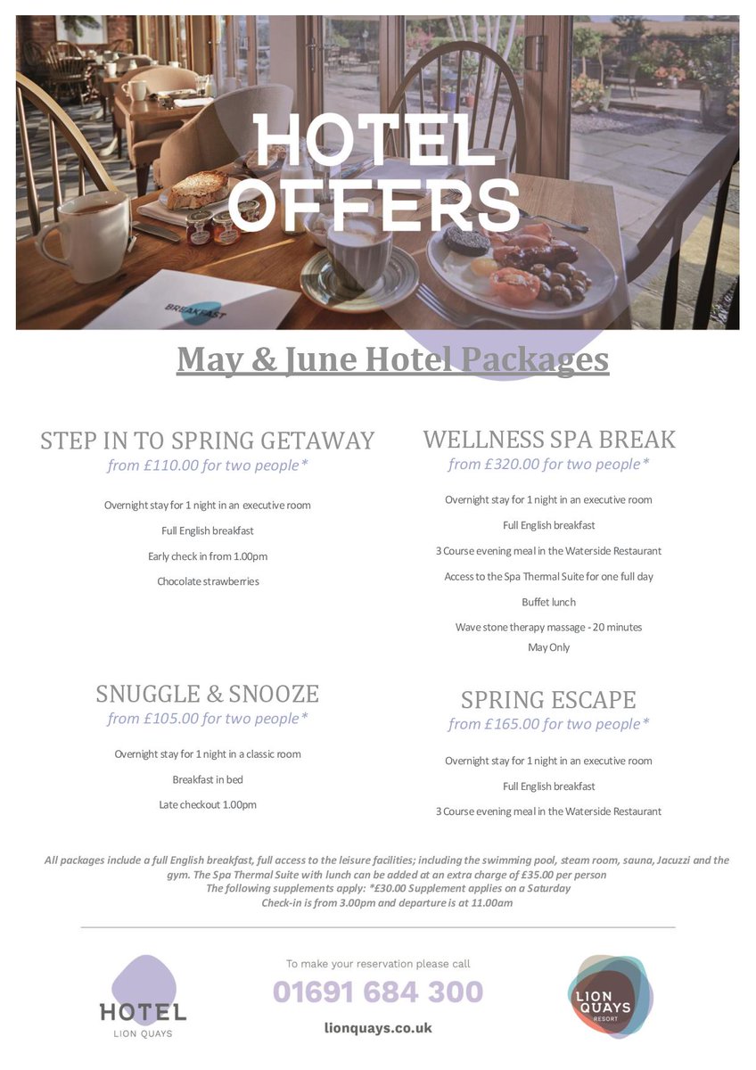 We have got some fantastic overnight breaks this SPRING!🌻

📞Call us now on 01691 684300 option 1 to make your booking!