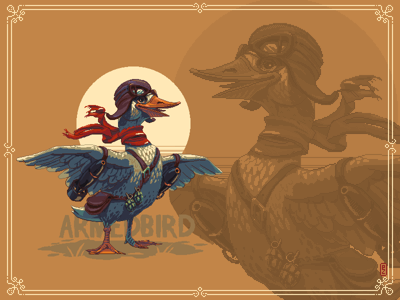 pakowacz's tweet photo. Ok, here is my lieutenant Bomberduck ๐ฃ๐ฆ๐ฃAirForce #ArmedBird @Pixel_Dailies #pixel_dailies #gamedev #pixelart @applava #aseprite https://t.co/4E8kbYWQQl