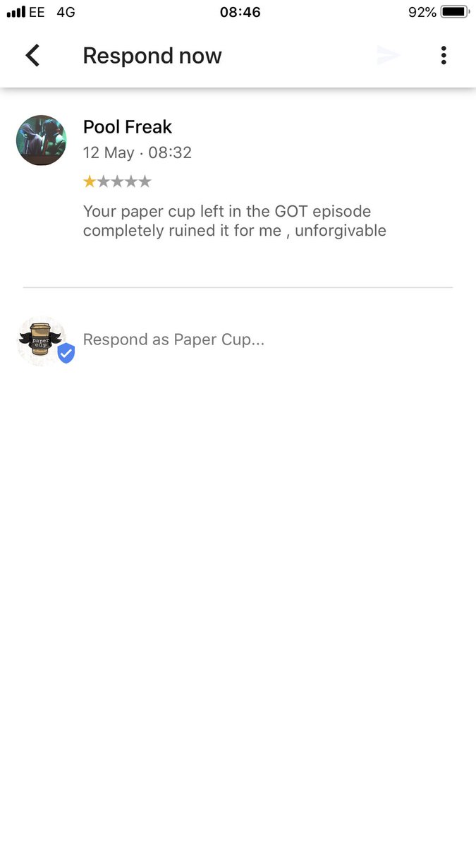 Well we’re guessing Mr Freak won’t be coming to our new coffee shop in Winterfell 🤣🤣🤣 #GameofThrones #winterfell #housestark #EmiliaClarke #cameocup #belfast #NorthernIreland #google #Review