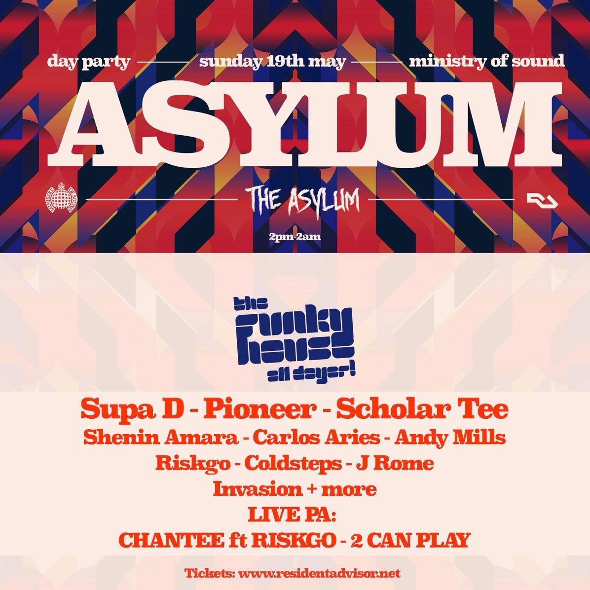 FunkyHouseAD's tweet photo. Next week Sunday we host a room at the world famous Ministry Of Sound as part of “The Asylum” day party😎
⠀⠀⠀⠀⠀⠀⠀⠀⠀
4 rooms of music madness including the Ministry car park🤪
Tickets: https://t.co/Ake5iEHdSA
#FunkyHouseAllDay #FHAD #FunkyHouse #TheAsylum #DayParty https://t.co/k2ZCnWGqbY