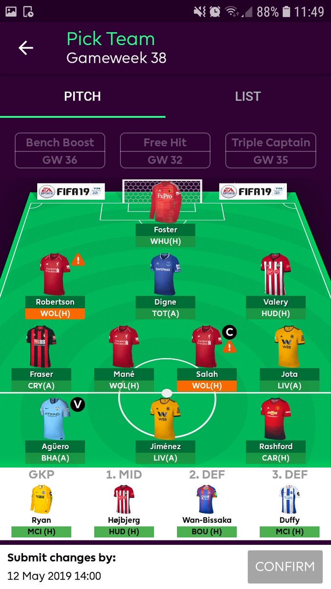 Jimmy_FPL's tweet image. Still got £1.7m in the bank. Laporte in for a hit and bench Jota? Last minute advice please!?