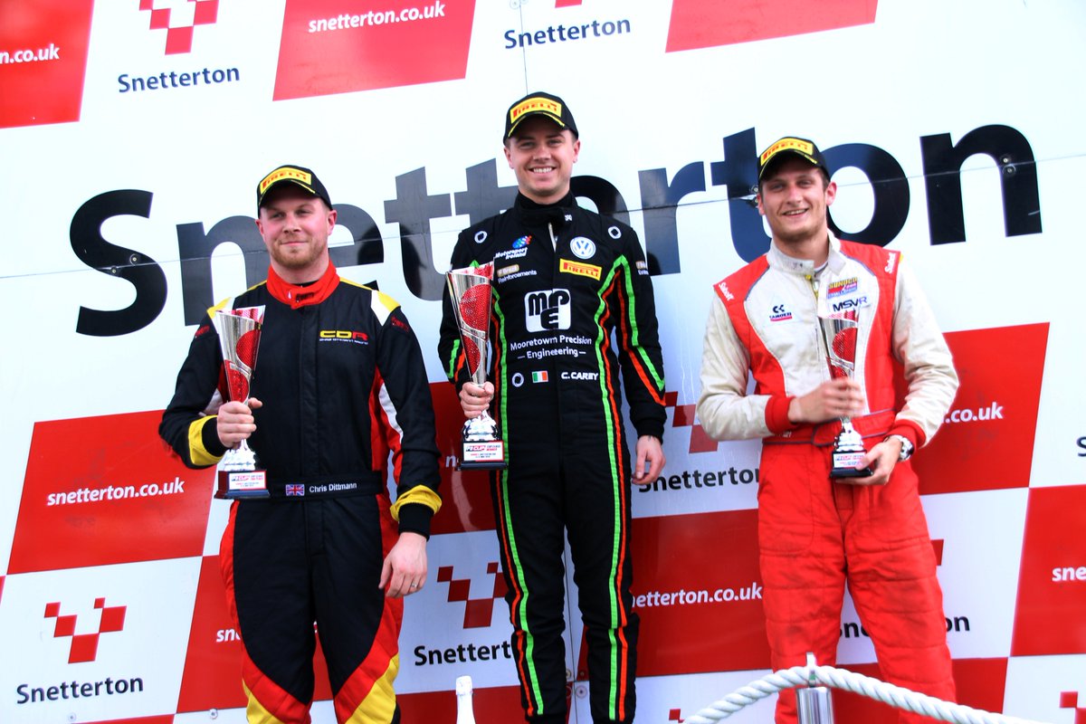 's tweet image. An enthralling second F3 Cup race gives as a second win of the weekend for @CianCarey19 with Chris Dittmann and George Line finishing 2nd and 3rd respectively #F3Cup #Podium