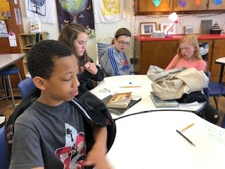 Power of people from our pasts - dry erase tables came in handy for lesson in working together to come up with possible interview subjects for our Story Corps interviews!