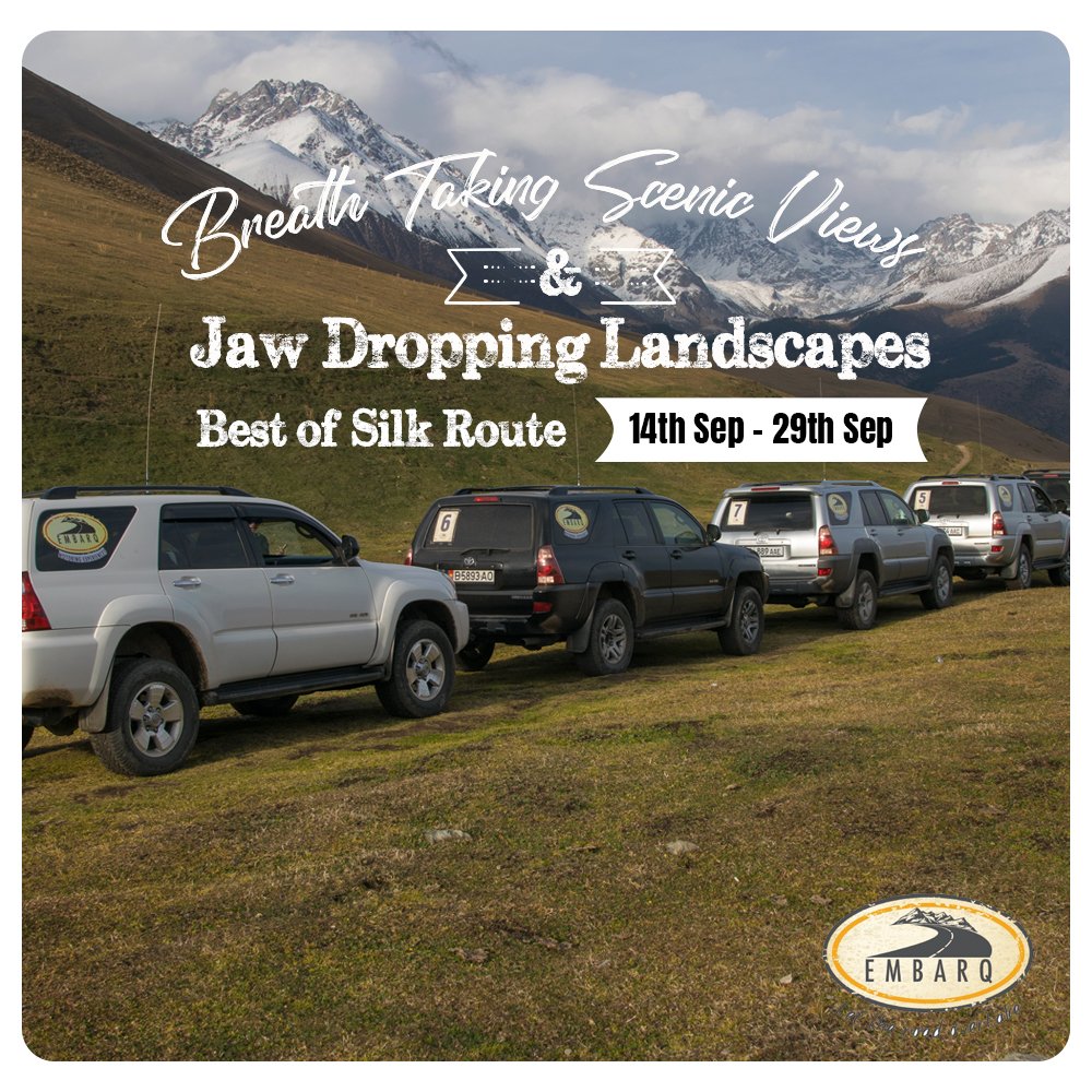 embarq_official's tweet photo. Roadtrip in #Embarqway. Drive through the adventurous Silkroute of Uzbekistan, Kazakhstan, kyrgyzstan. For more details – Contact: +919820839133 / +919823399003 or email us on bookings@embarq.in #Embarq #roadtrips #silkroutetrip https://t.co/89a1QqzGeZ
