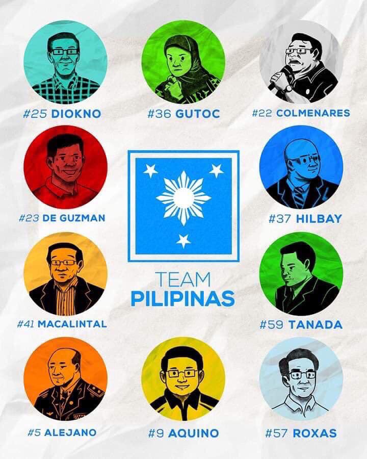 DeLima2016's tweet photo. 05 Alejano
09 Aquino 
22 Colmenares
23 De Guzman
25 Diokno 
36 Gutoc
37 Hilbay
41 Macalintal 
57 Roxas
59 Tanada https://t.co/9j3eWGCyV1