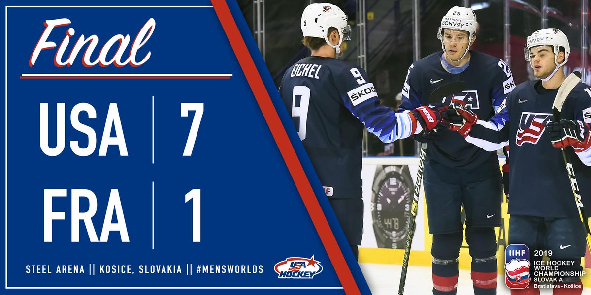 usahockey's tweet photo. #TeamUSA picks up a win over France in game two! #MensWorlds https://t.co/LHQkCbP72b