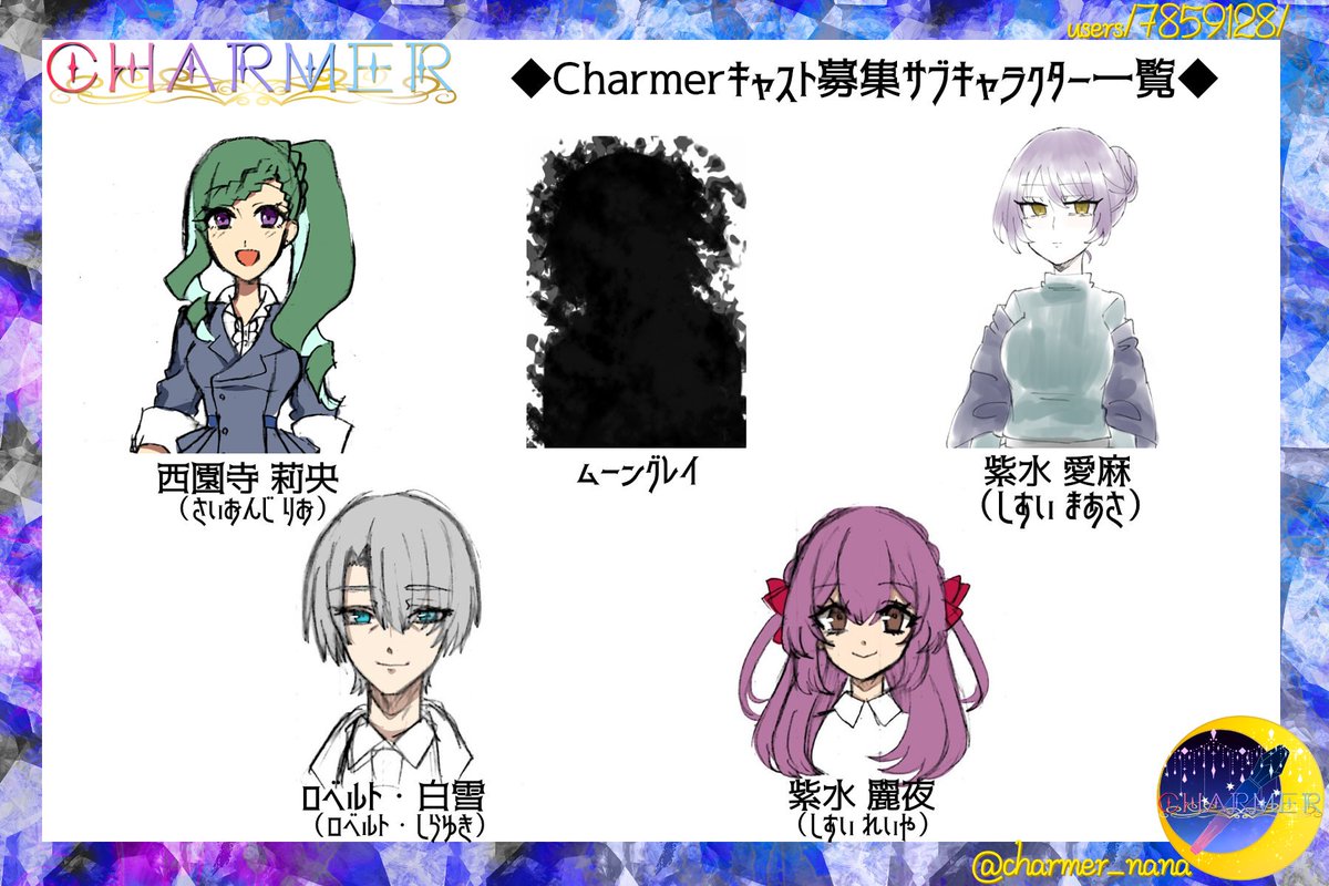 Charmer Twitterissa Charmerからのお知らせです 今回は エキストラの募集の延期 サブキャラ イラスト参照 の募集開始 の2つとなっております 詳細はこちらのサウンドをご参照ください T Co Gqqmjh5txg 皆様のご応募お待ちしております Charmer