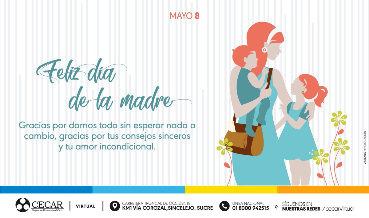 cecarvirtual's tweet photo. En nombre de todo el equipo de Educación a Distancia y Virtualidad deseamos a todas las madres un feliz día, en especial a aquellas que pertenecen a nuestra institución.

#diadelamadre https://t.co/OPlbGeXiZN