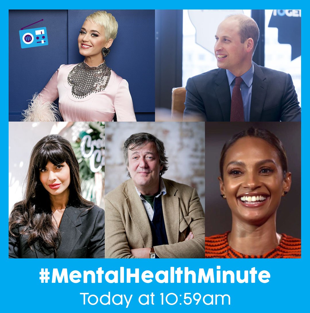 Today at 10:59, make sure you turn on the radio for the #MentalHealthMinute with The Duke of Cambridge, <a href="/katyperry/">KATY PERRY</a>, <a href="/stephenfry/">Sir Stephen Fry</a> @JameelaJamil &amp; <a href="/AleshaOfficial/">Alesha Dixon</a> on +300 UK radio stations.

What better way to kick off #MentalHealthAwarenessWeek? headstogether.org.uk/mental-health-…
