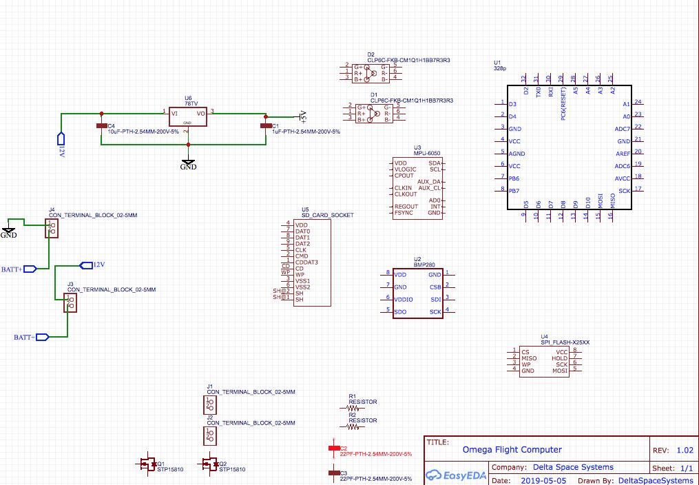 space_delta's tweet image. Meet the Omega Flight Computer Schematic‼️
More renders, tests, and launches soon🚀
#easyeda #flightcomputer #rocket #abovethekarmanline