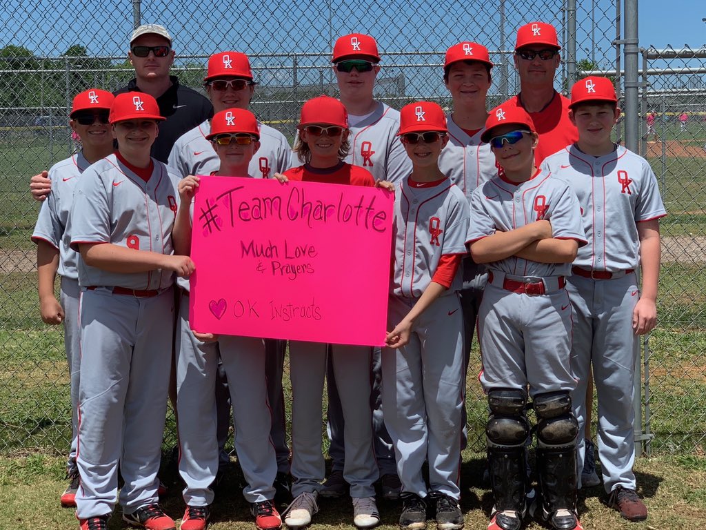 darell_slate's tweet photo. Great day for baseball!  12u OK Instructs sends out thoughts and prayers to Charlotte Golloway as she battles cancer.  Let’s win one for her in Mother’s D #TeamCharlotte @OK_Instructs @CoachG2911 @callenG29 https://t.co/xGiJl8i7d5