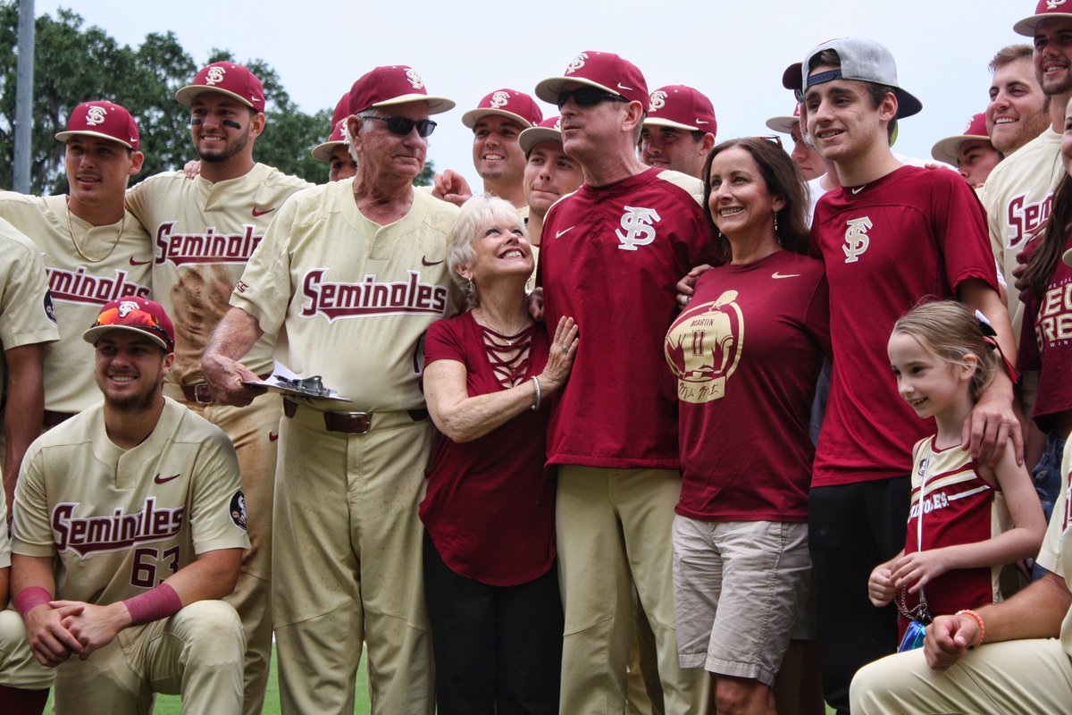 FSUBaseball's tweet photo. The winningest coach in college baseball history added one final home win today. 

From every person who has ever been a part of the garnet and gold, thank you Coach Martin. 

#OneLastRun https://t.co/y3QyONW5o9