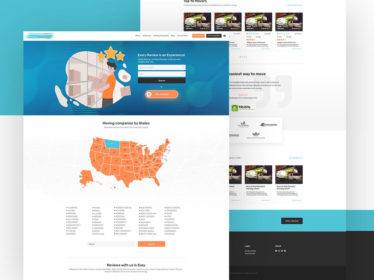 JadavSaurabh's tweet image. Hello,
This is a first concept of homepage for a moving companies listing.
➡️ Contact me - saurabhjadav26@gmail.com
#webdesigner #uiuxdesigner #adobe #photoshop #xd #categories #city #clean #directory #home #page #landing #page #listing #map #reviews #states #top10