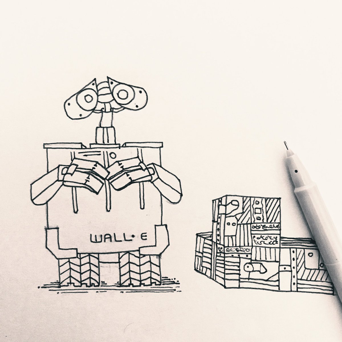 WasibQureshi's tweet image. Day 9 #FoodRobot 
#100DaysOfSketching 

Wall-E loves to eat trash &amp;amp; excrete cubic poop

#ArtChallenge by @KeshRT 

#Disney #Pixar #wallE favourite cute #robot #sketch