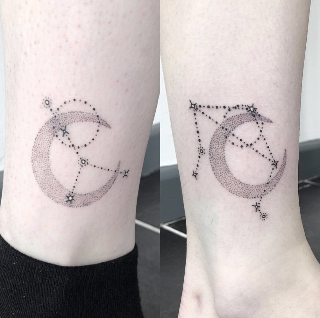 Matching zodiac star constellations done by @rebeccy_tattoos for two friends  #emeraldtattoocompany #emeraldtattoo #talbotgreen #cardiff #southwales  #matchingtattoos #friendtattoos #dotworktattoo #dotwork #starconstellations  #starsigns #libra #cancer ..., image size:1125x1118
