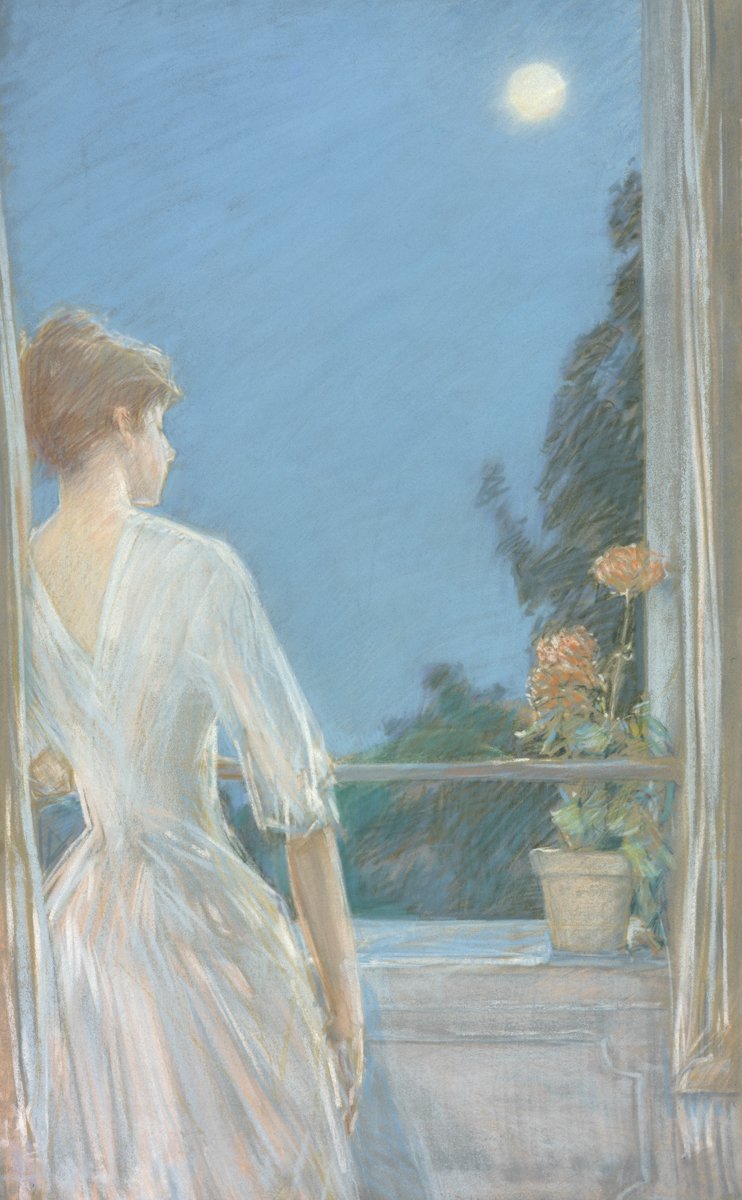 HudsonRivMuseum's tweet photo. It's the #FinalDay to see #ColorOfTheMoon! Don't miss out—make your way to #Yonkers today to see this exhibition, which explores the allure of the moon in more than 60 works from 19th c. to 1969! Learn more: https://t.co/V2835c2DNB
Image: #ChildeHassam. "On the Balcony," 1888. https://t.co/mT8GCwEHdz