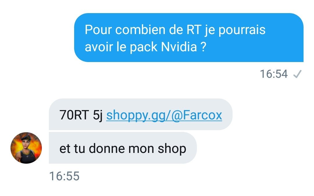 HyowalKun's tweet image. AIDEZ MOI SVP ! A 70 RT @farcoxreal M'OFFRE LE PACK NVIDIA !
Allez check son site il vend des comptes fortnite à 50centimes !
Son site : shoppy.gg/@Farcox