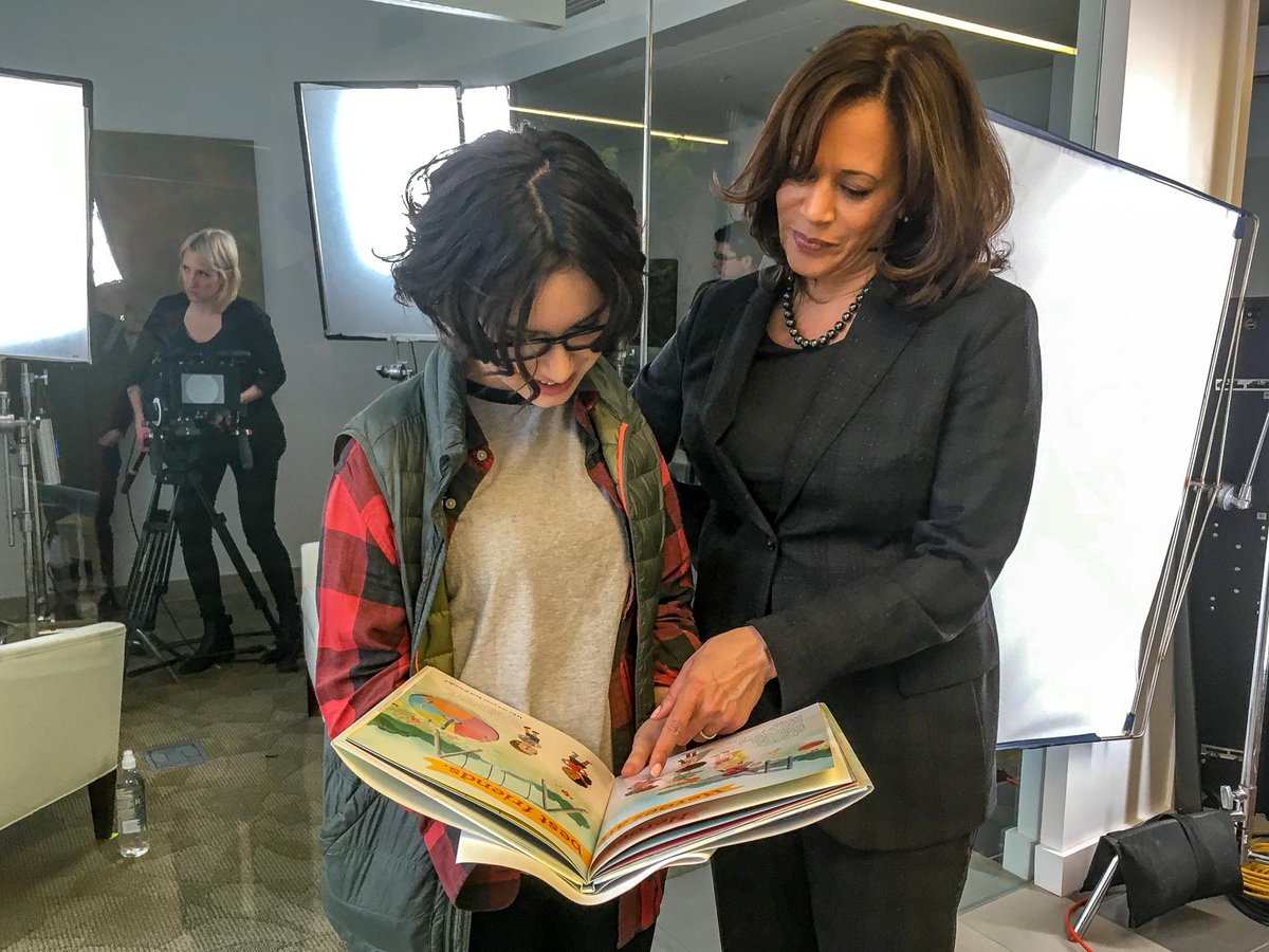 RumbleComics's tweet photo. @smrtgrls @KamalaHarris Here's Senator @KamalaHarris showing me her book "Superheroes are Everywhere" after filming with @smrtgrls. To see more videos from our conversation, check my site: https://t.co/q56E1ejWaA https://t.co/yLj7OuYm9L