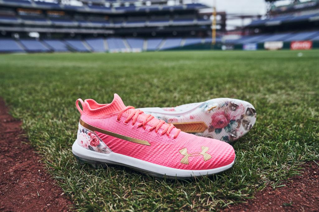UnderArmour's tweet photo. Here’s to all the mothers that make sacrifices so that #TeamUA can shine. We can not thank you enough. @bryceharper3 shows his appreciation to his Mom Sheri with the #MothersDay inspired #Harper3. Shop now. https://t.co/1LC0IQer2x https://t.co/5BHldBjScy
