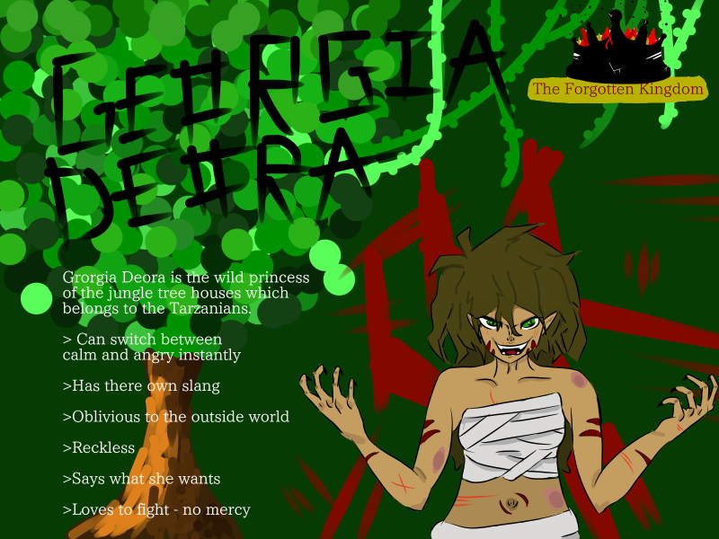 TheForgottenKi2's tweet photo. Next character is the wild princess herself, Georgia Deora. She belongs to the Tarzanians who the people of Lambada (the players kingdom) believe to be absolutely savage and have had wars with them for generations, I wounder if their words will ring true when you meet her. https://t.co/TsBc43S32P