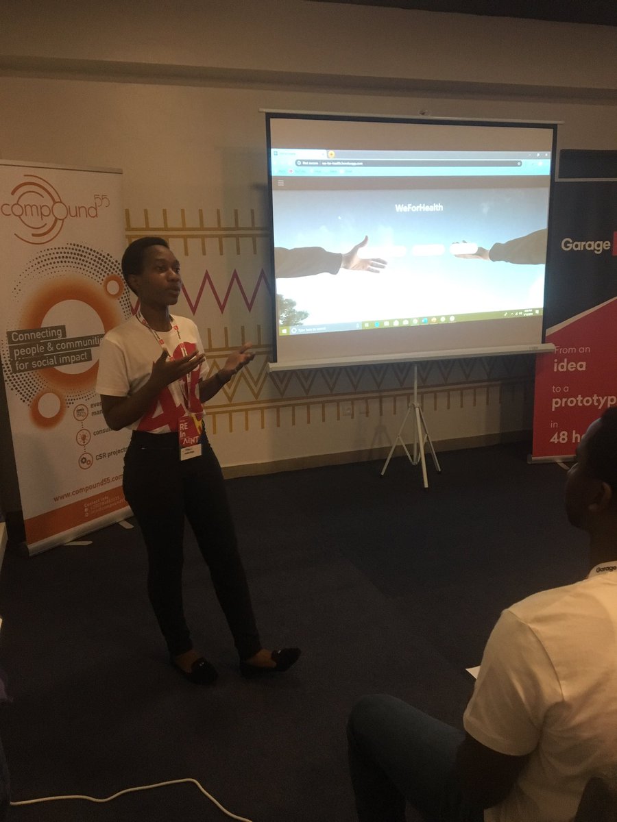 AndelaRwanda's tweet photo. The fifth team #weforhealth have presented an amazing solution that helps tackle a serious challenge that societies around the world are faced with “Drug Addiction”. It’s @garage48 #reinventhackathon happening live at our office. @startupcompound https://t.co/irjXNmNgxY
