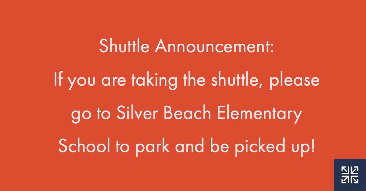 RedeemerNW's tweet photo. The shuttle will not be picking up from Bloedel Donavan today due to a public event at the park. Have no fear! You can drive a few more blocks and find the shuttle at Silver Beach Elementary school (today only). The address is 4101 Academy St. https://t.co/KBJBuEdHRa