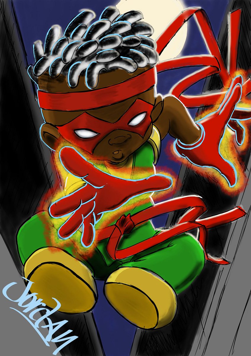 ArtstudioJordan's tweet photo. Kid Freedom... Who is he? What does he want? Where did he come from? <insert favorite #WuTangClan track> #art #blackart  #hiphopinspired #graffitiinspired #digitalart #comics #wacom #cintiq13pro #oldschool #BlackOwnedBusiness #tshirtdesign #illustration #hiphop #characters https://t.co/3zMDcQBF38