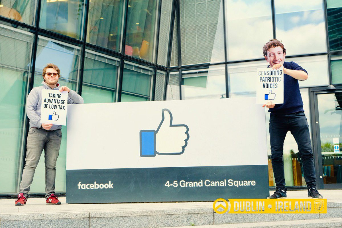 GID_Ireland's tweet photo. Due to the mass censorship carried out by #Facebook recently, activists in #Dublin took their message of free speech to Facebook's headquarters in the Docklands. https://t.co/Z66thyPqFc