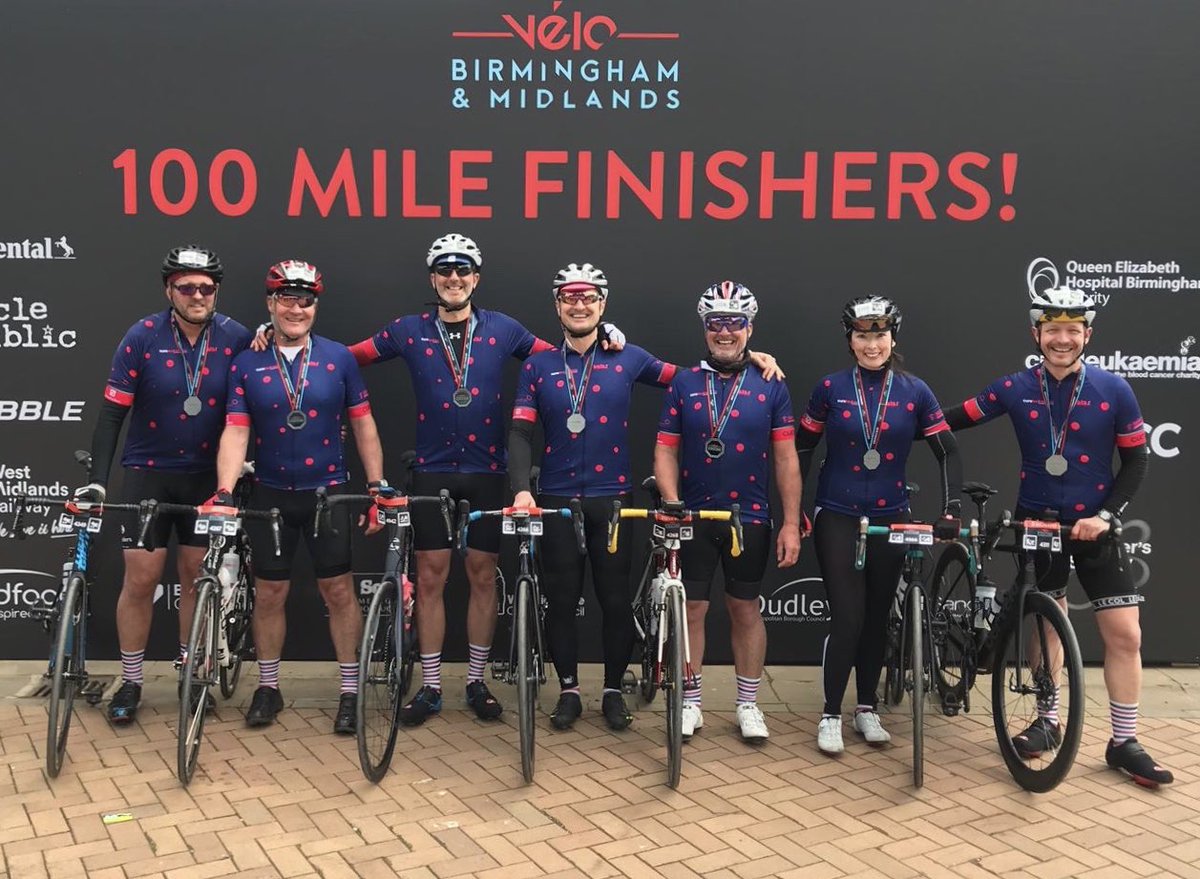 100 miles - Bosh 👊. Great performance by our little club and what a bunch. All part of the #CLFamily @CureLeukaemia @VeloBirmingham