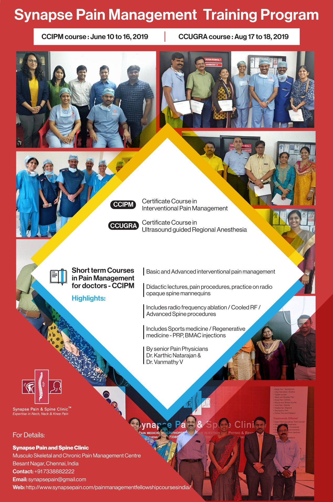 X \ Synapse Pain & Spine Clinic, Chennai در X: «Synapse Pain and Spine  Clinic provided Pain Management training courses for doctors. For more info  : https://t.co/ggxacSvTjw #Painmanagement #fellowships #Doctors #India  #Chennai #@