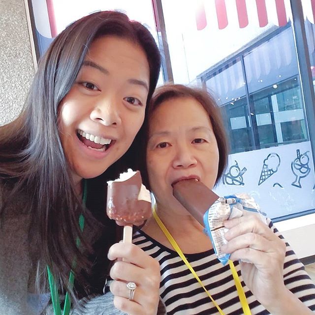 Wishing you a Happy Mother's Day! 💐 What's your plan for today? I love this photo with one of my favorite foodies - my mom. ♥️ It's slightly blurry, not the most flattering, no makeup, and barely posed - but we're both loving our ice cream. 🍦Yes, that's my ice cream face. 😂