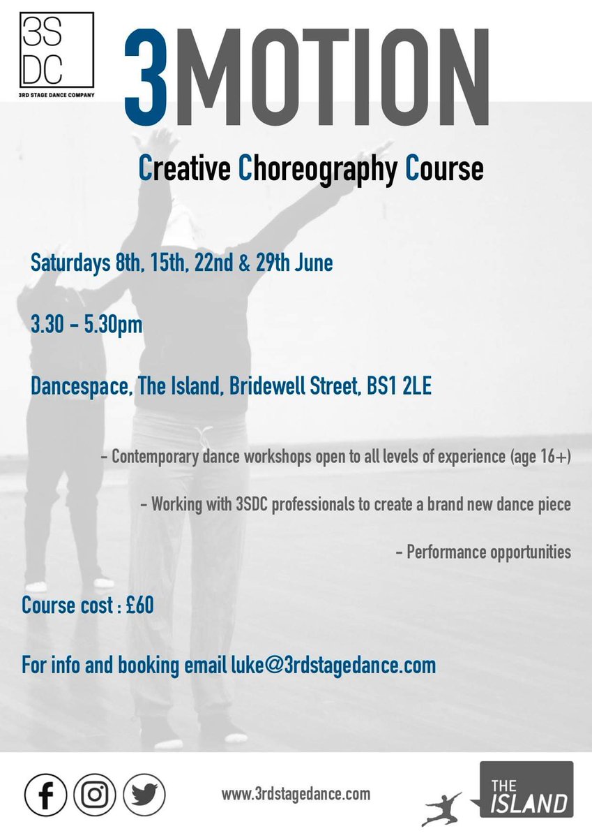 3Motion is back! Get involved, get creative and enjoy working towards a performance with a friendly group of dancers. Email luke@3rdstagedance.com to find out more!