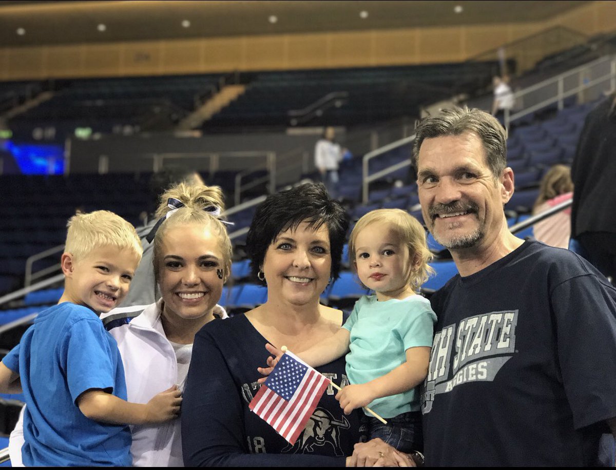 USUGymnastics's tweet photo. Happy Mother’s Day to all the Aggie moms out there, especially ours 🐮🤸‍♀️💙 #AggiesAllTheWay https://t.co/knCIu9qHQa