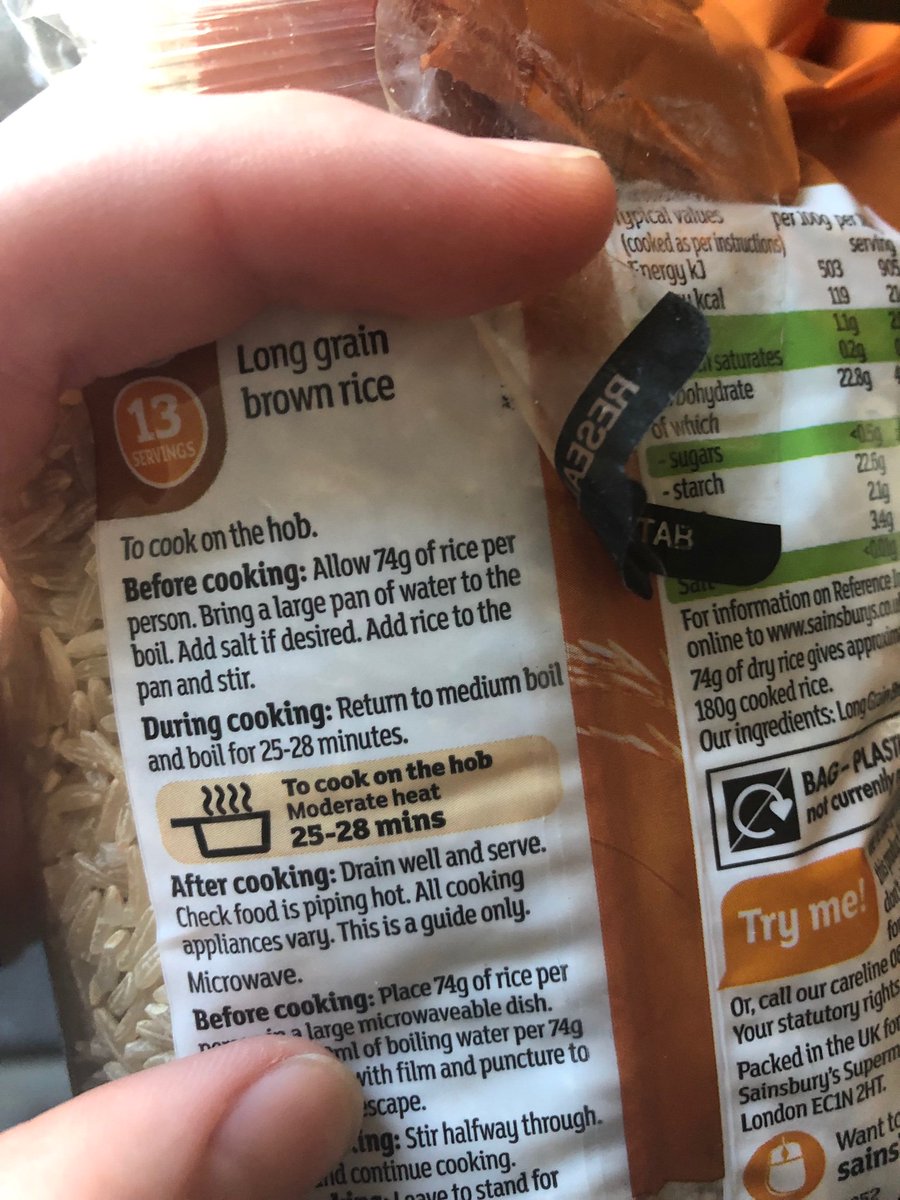 silver_lies's tweet photo. @sainsburys I think the recipe on the back is wrong. It says 150g to serve 4 but under the cooking instructions it says allow 74g per person. https://t.co/u0nlcKOVGf