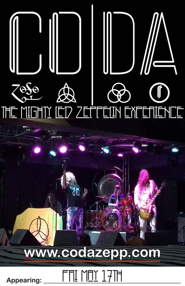 codaledzeppelin's tweet image. CODA 'THE MIGHTY LED ZEPPELIN EXPERIENCE' AT MANNY'S PLACE IN BRANTFORD, ONTARIO FRI MAY 17TH!!
CODAZEPP.COM