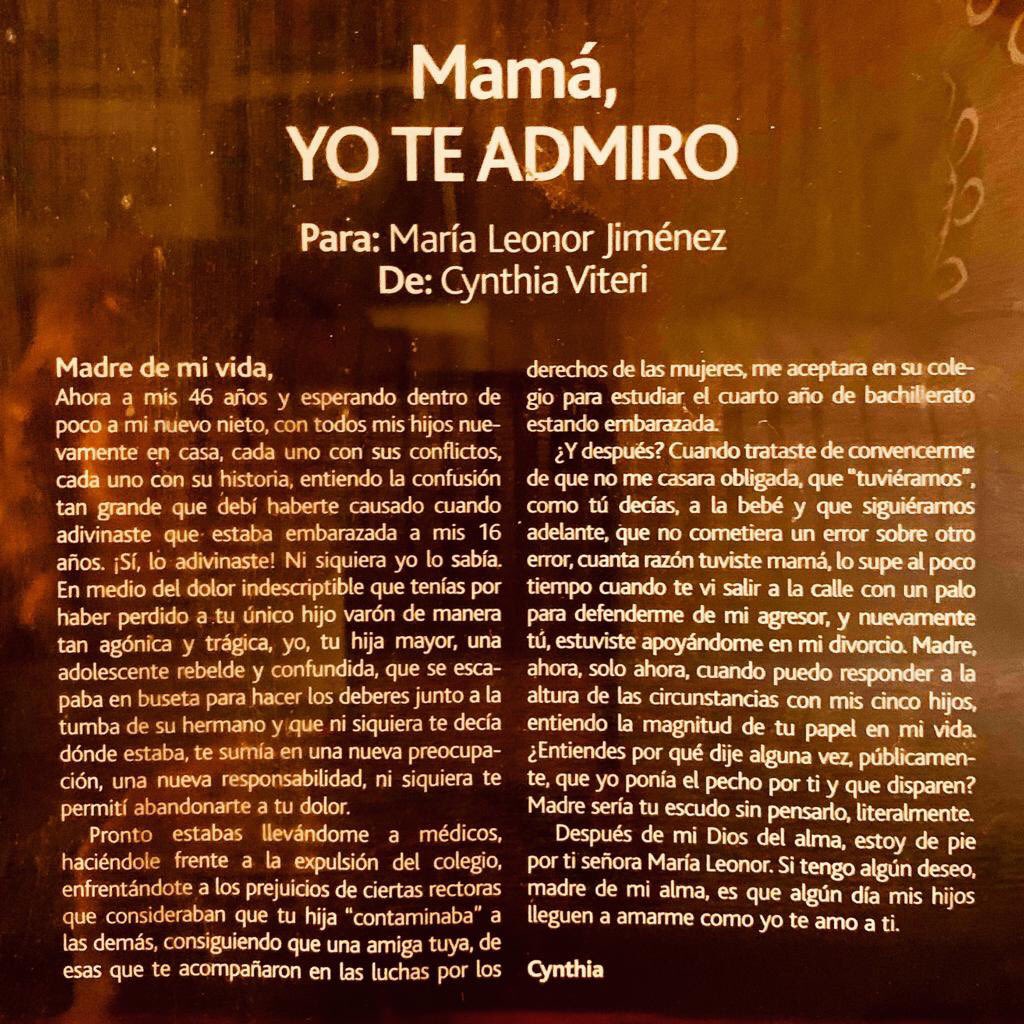 CynthiaViteri6's tweet photo. Esta carta la escribí para mi madre hace 7 años (ahora tengo 53). 
En cada línea madre de mi alma está reflejado el valor que tuviste para sacarme adelante, aún cuando vivías tu peor momento. Gracias Dios por estar a mi lado a través de ella. 
¡Feliz día de las madres! https://t.co/GirSNA5h0L