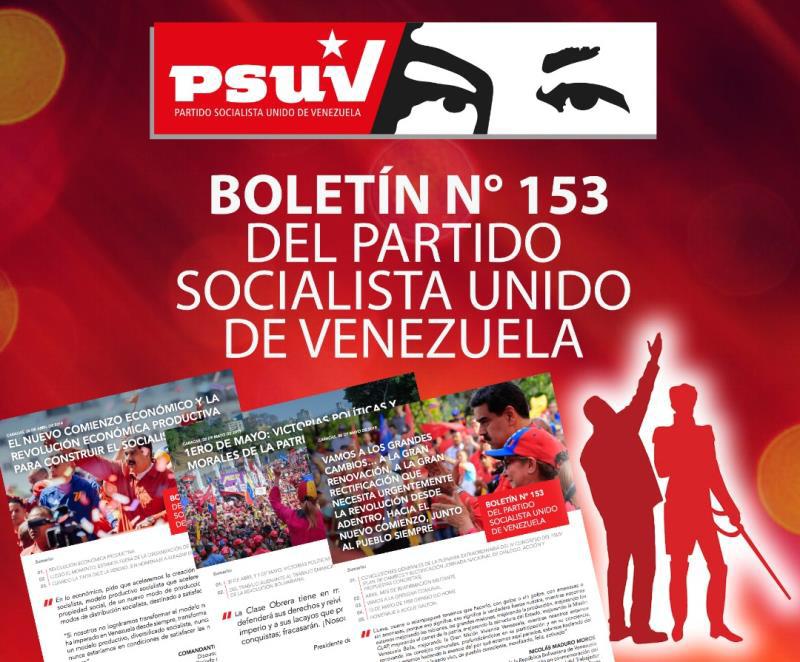 Los invito a leer y a debatir en las comunidades el Boletín Informativo N° 153 del #PSUV. Con este poderoso instrumento informaremos al pueblo los detalles de la histórica lucha que estamos dando en defensa de la independencia y la paz de Venezuela. ==> bit.ly/2E1GbU1