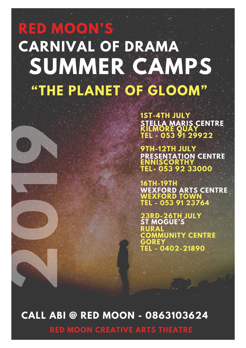 RedMoonCreativ1's tweet photo. We’ve packed the Summer with LOADS of antics! Join us for a DRAAAMA EXTRAVAGANZA! 😄🎭 #drama #summercamp #thingstodo #Wexford #theatre #childsplay #redmooncreativeartstheatre https://t.co/GLnS3EhQdb