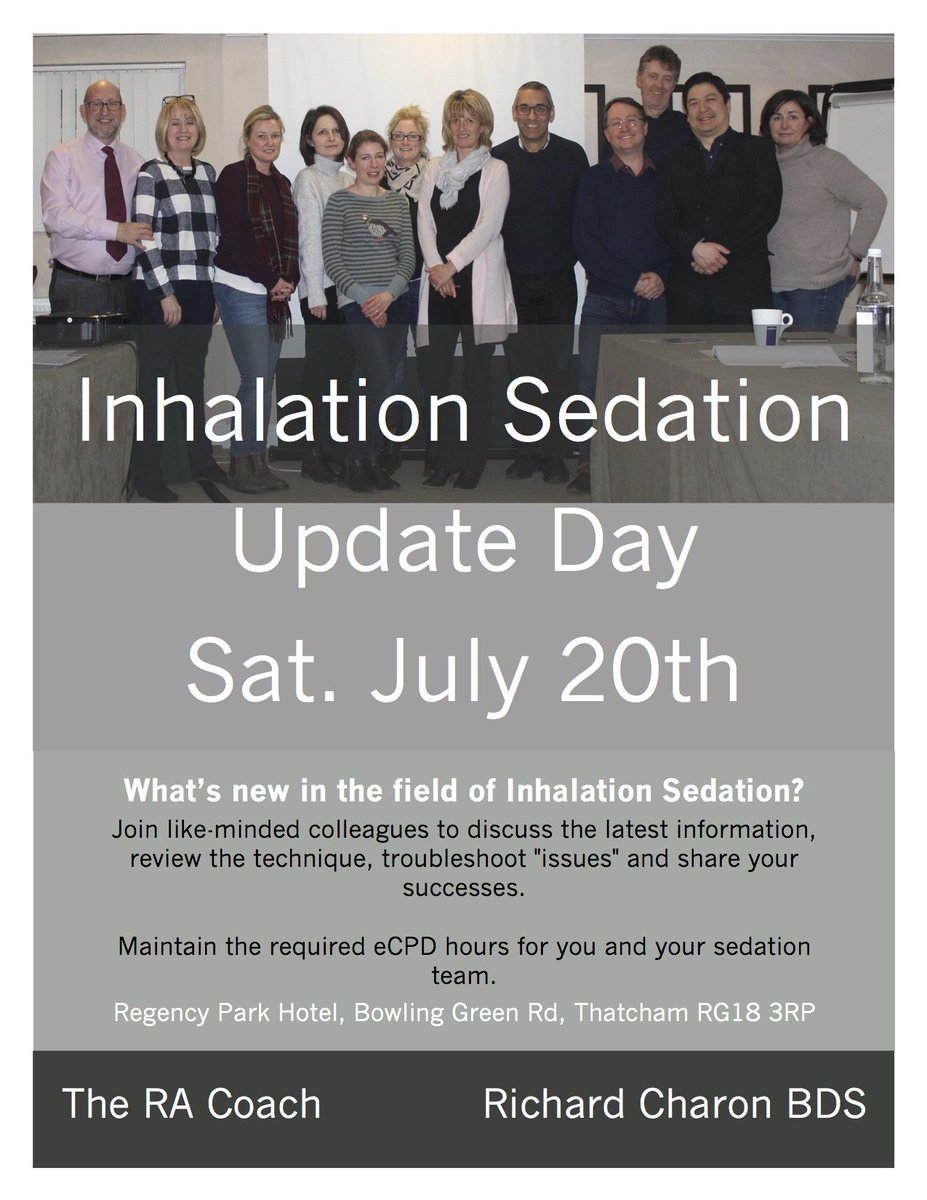 An update day for Inhalation sedationists.

“..one of the best CPD events that I have ever attended.”: Dr. Phil Loughnane BDS, 
DipConSed. 

Maintain your eCPD hrs requirements &amp; find out what is 
new in this field.
