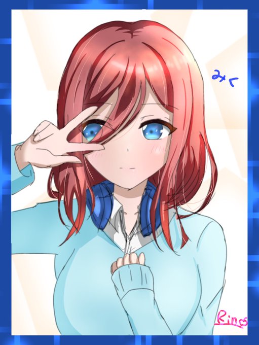 りん🍎さんがTwitterに投稿した中野三玖(五等分の花嫁)のイラスト。