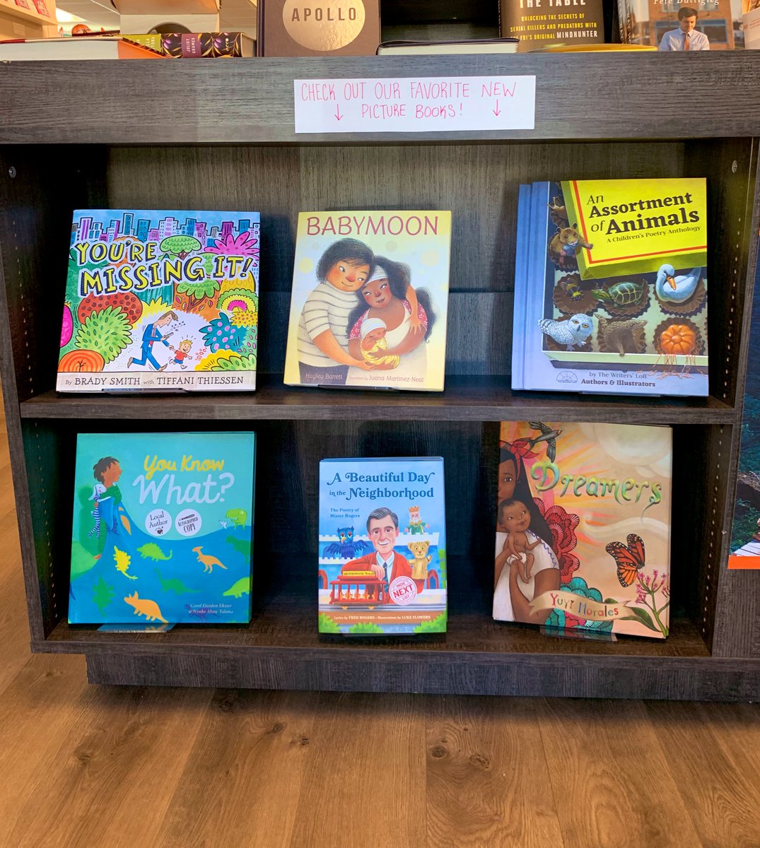 Saw some of my favorite authors at my local bookstore @SilUnicornActon  including @cekster @hayleybwrites @writersloftma under “our favorite new picture books” #KidLit #pb #indiebooks #kidlitwomen #amreading #authors