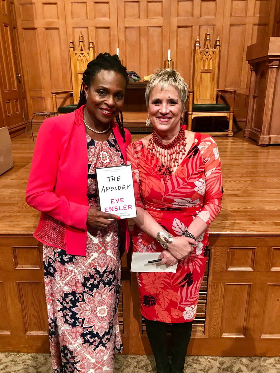 #EveEnsler was fire today @middlechurch.  Vulnerable. Warm. Hot truth. Blazing with intention, with healing love, like when you step into a sauna, or hot stones are put on your back. The heat stings at first, then you relax and know you are being made well. @VDay @OBRmv