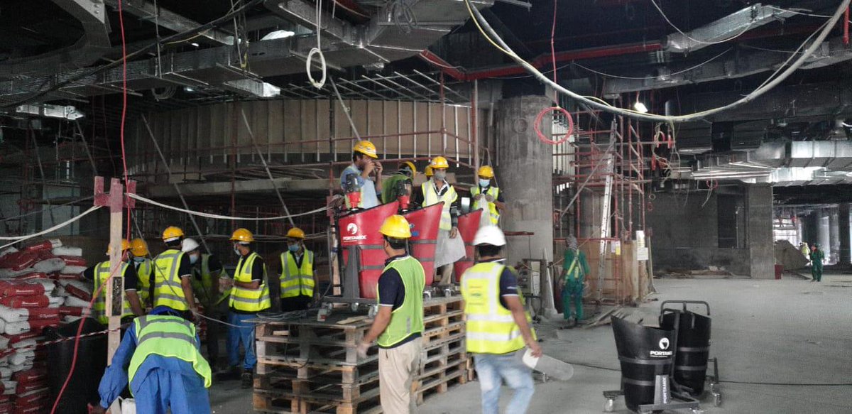 PortamixGlobal's tweet photo. A #construction site in #Dubai - #portamix machines about to start  installing a #floorcoating on a new shopping mall project. https://t.co/Klg8drcqES