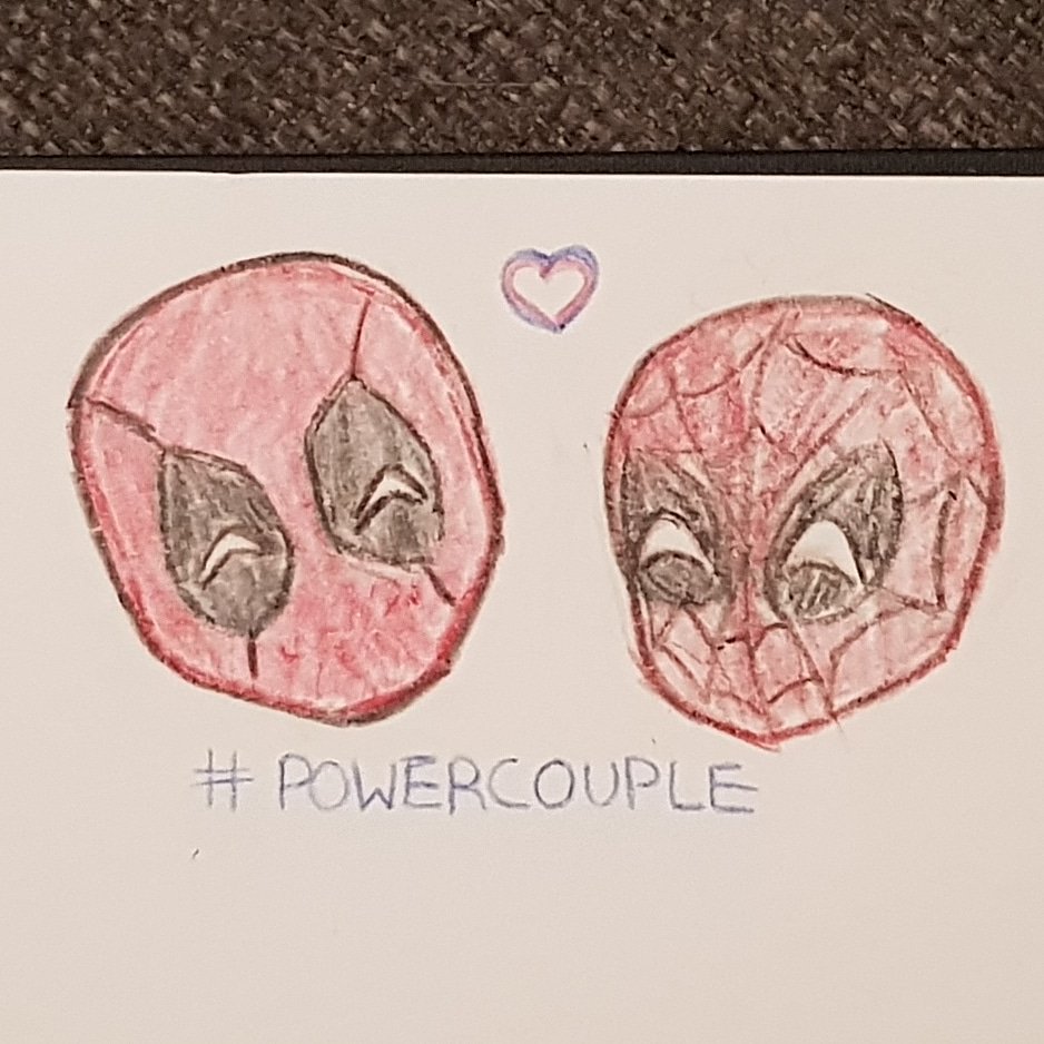 itsmajel's tweet photo. Little doodle to finish off my rather unsatisfying evening of sketching.
❤
❤
❤
❤
#spidypool #spiderman #deadpool #powercouple #chibi #spidermanchibi #deadpoolchibi #sketch #fanart https://t.co/s0gsUjSMJi