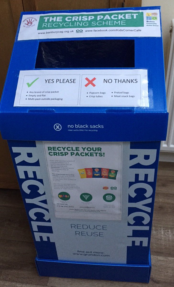 Thank you <a href="/GrundonRecycle/">Grundon</a> #Banbury Crisp packet recycling is now available. Drop off at <a href="/KidsCornerCafe2/">Kids Corner Cafe</a> 67 Bridge St