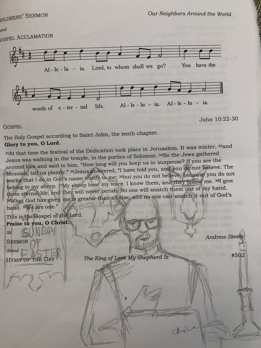 A member of Trinity Lutheran in Greenville, SC is quite the sketch artist! She sketched this during my sermon today! #elca