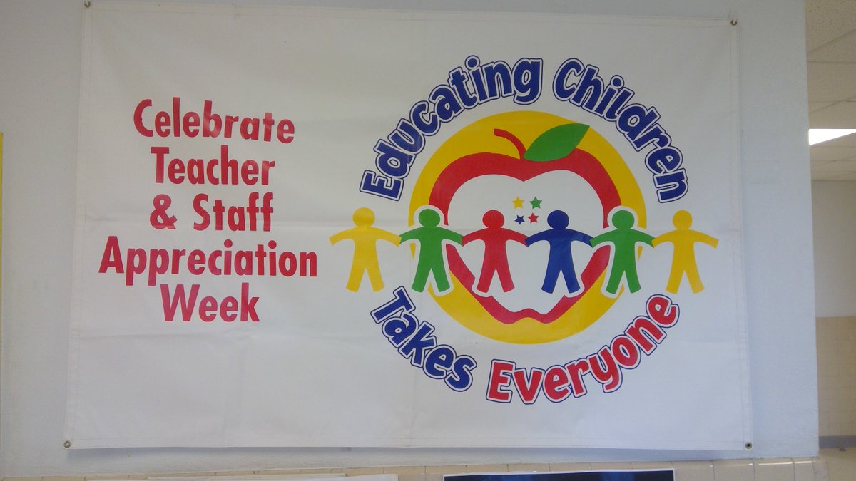 PrincipalofMP's tweet photo. Meherrin-Powellton Teachers and Staff were greeted with a banner and treated to  chips, candy bars, personalized cups, and phone chargers for Teacher and Staff Appreciation Week.  Intercept also treated them to a delicious Chocolate Chip Cookie! #MPEaglesStrong #BrunswickStrong https://t.co/MunpiGnXPJ