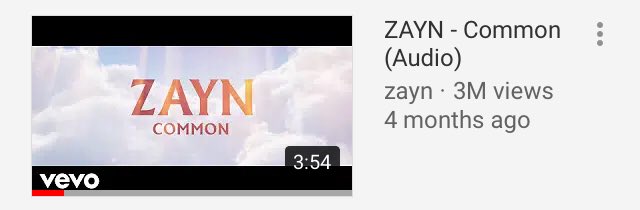 Ztdtus On Twitter Zayn Common Audio On Youtube Has Now Over 3m Views Https T Co Bbfehhoc90 twitter
