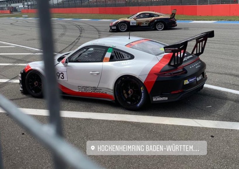 NEW Pic of Fassy's #Porsche car in #Germany. 📸🇮🇪 #MichaelFassbender #PorscheExperience #PorscheSportsCup #racing (Src: marlonator, IG)